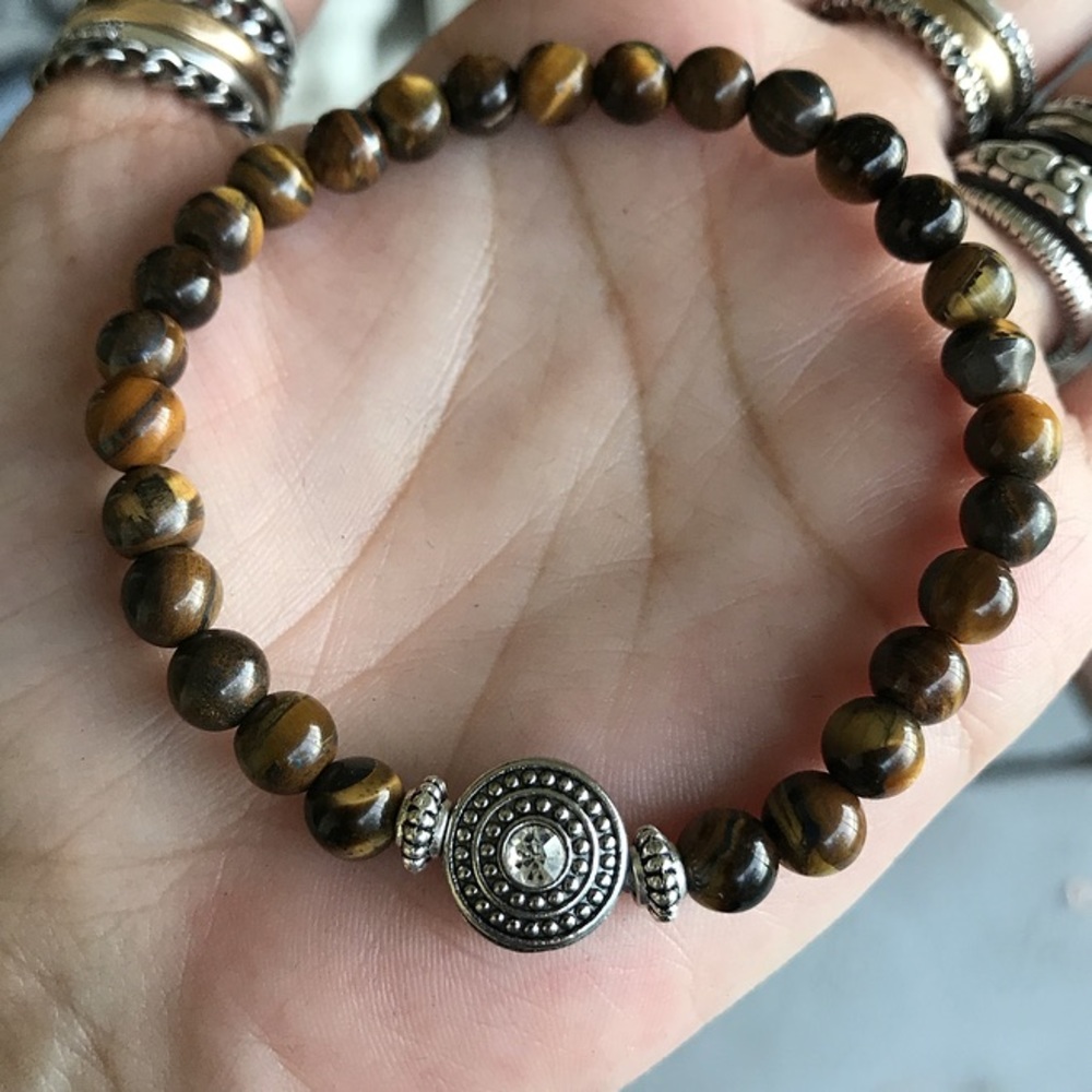 🔴 SALE ! Tiger eye cz charm bead bracelet - Picture 8 of 12